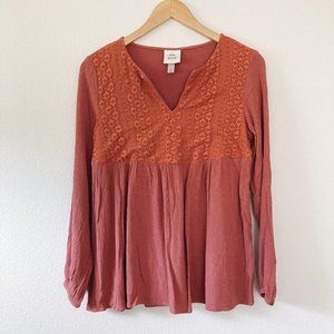 Knox Rose Boho Peasant Blouse Medium